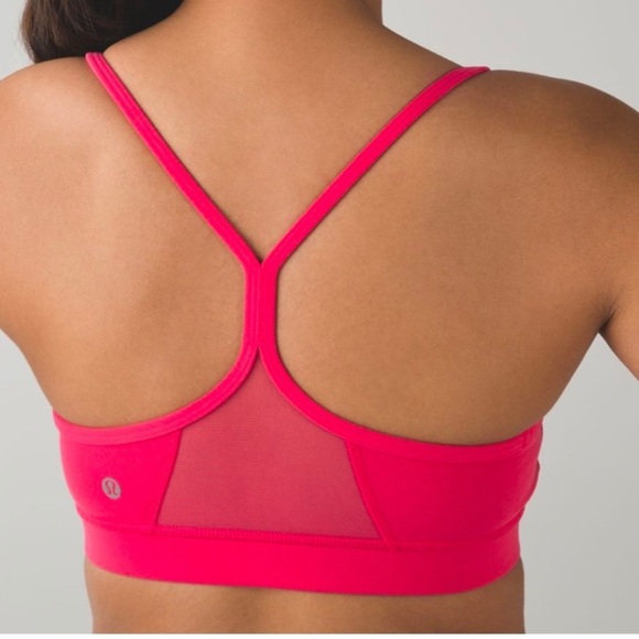 Excellent condition Lululemon Flow Y bra Pink Guava hot pink color Size:2 - Picture 3 of 9